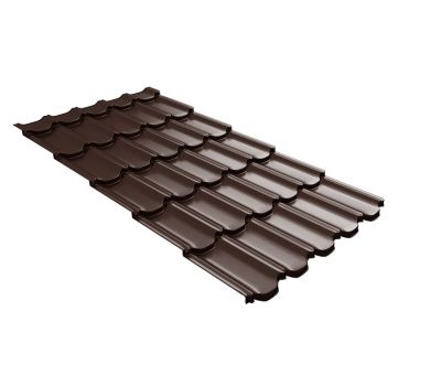 Металлочерепица квинта плюс c 3D резом 0,45 PE RAL 8017 шоколад от производителя  Grand Line по цене 657 р